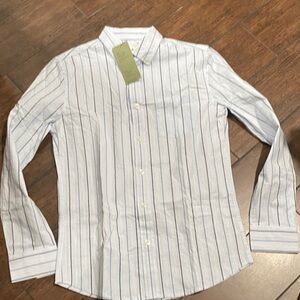 Goodfellow & Co White and Blue Striped Dress Shirt